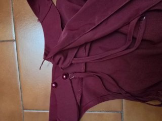 Vestido largo fiesta vino tinto