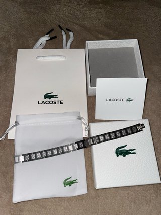 Pulsera Lacoste Plata y Negra
