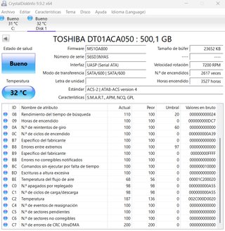Disco Duro Toshiba 500GB SATA III 7200RPM