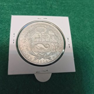 Moneda Perú Plata 1914 FG