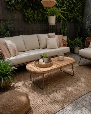 Mesa Centro Exterior Kave Home Madera y Metal