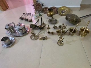 Lote antigüedades latón y metal