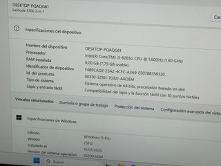 Portátil Dell 13” Táctil i5 16GB RAM