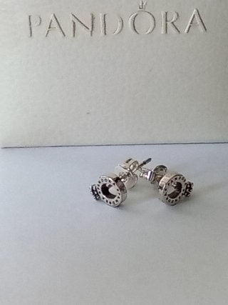 Pendientes Pandora Círculo Corona Plata con caja