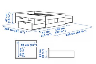 Cama Ikea Brimnes 4 cajones (140x200)