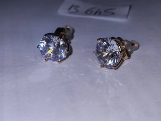 B645 Orecchini punto luce 10mm acciaio  oro uomo