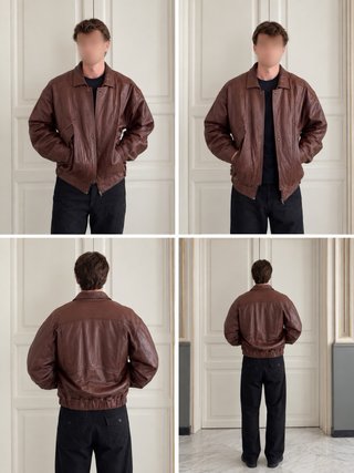 Chaqueta de cuero marrón vintage