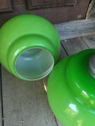 Coppia di lampade opaline verdi anni '50