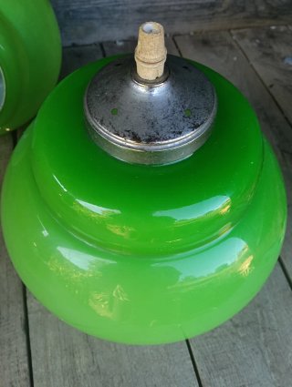 Coppia di lampade opaline verdi anni '50