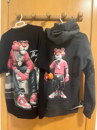 Sudadera Pantera Rosa Gris y Rosa