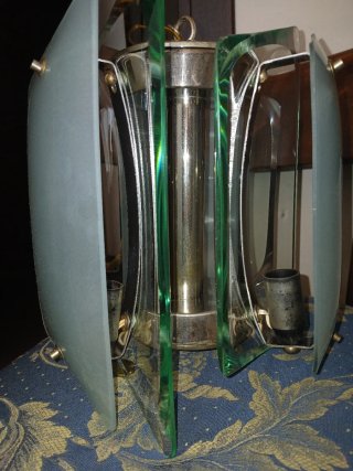 Lampadario VECA anni '50 vetro e metallo