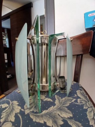 Lampadario VECA anni '50 vetro e metallo