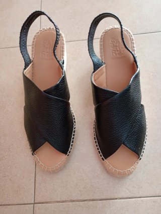 Sandalias esparteñas piel negras
