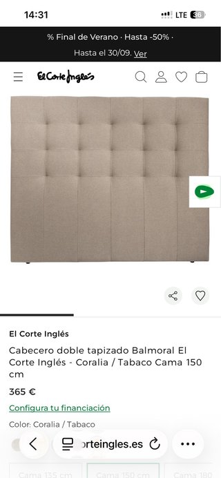Cabecero tapizado 150/160 gris claro