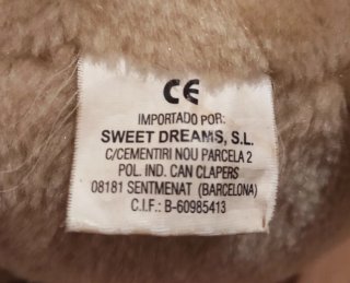 Peluche Vintage Perro Marrón Lazo Borgoña