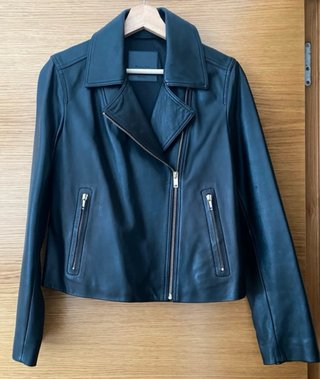 Chaqueta Piel Negra Massimo Dutti Talla M