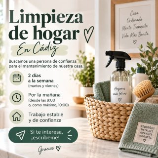 Se necesita limpieza de hogar en Cádiz