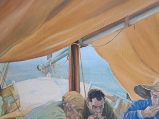 Cuadro al óleo Comida en barco 65×82