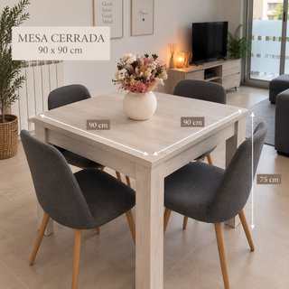 Mesa de comedor extensible 90x90 cm