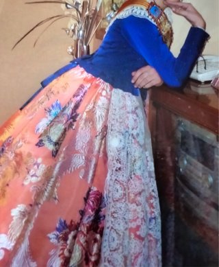 Traje de Fallera azul y coral