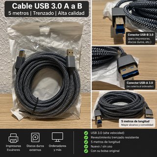 Cable USB 3.0 A-B 5m Trenzado