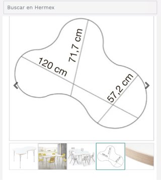 Mesa infantil forma de trébol blanca