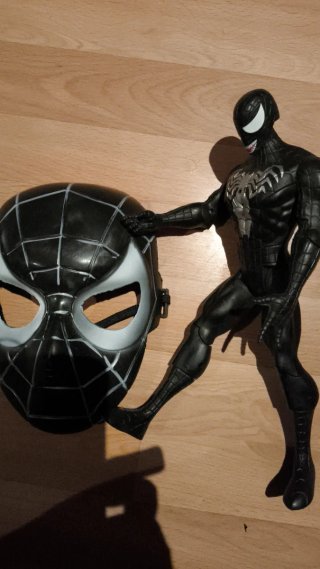 Figura Marvel BLACK SPIDERMAN GRANDe y Máscara NEW