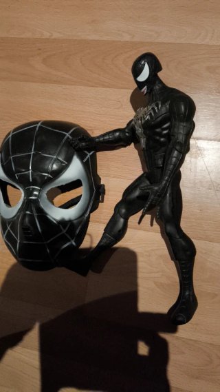 Figura Marvel BLACK SPIDERMAN GRANDe y Máscara NEW