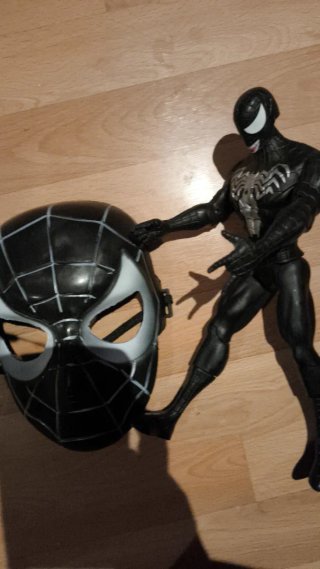 Figura Marvel BLACK SPIDERMAN GRANDe y Máscara NEW