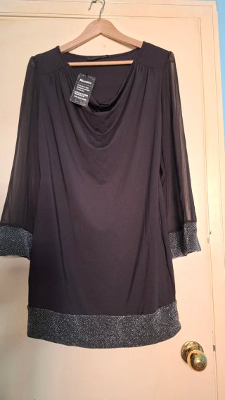 Vestido Micomico Negro y Plateado