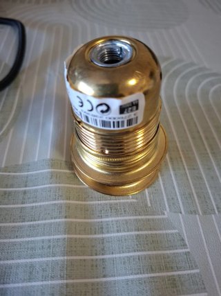 Kit lampara. Casquillo E-27 latón c/arandela y cab