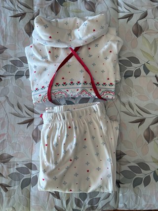 Pijama Mujer Blanco Estampado Corazones