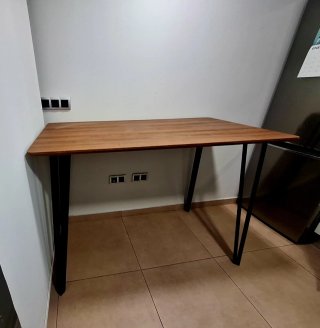 Mesa alta cocina madera y metal