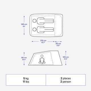 Tienda de campaña instantánea para 2 personas, 2 Seconds XL