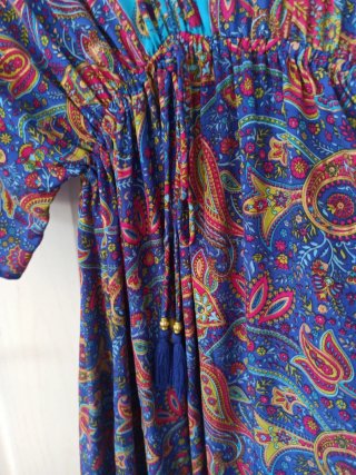 Vestido seda ibicenco hindú multicolor talla única