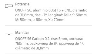 Manillar ON OFF S6 Carbono + Potencia