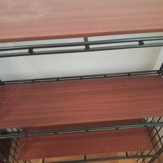 Scaffalatura Multistrux anni '70 in legno e ferro