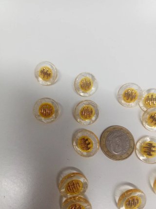 Lote 20 Botones Transparentes Flor Dorada