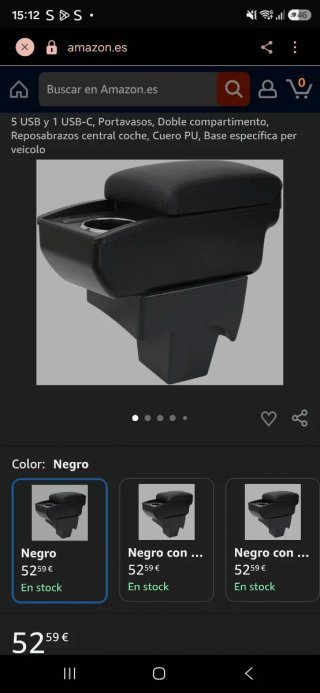 Caja reposabrazos central coche negra