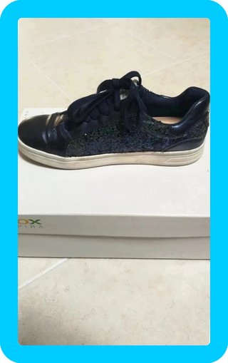 Geox junior sniker da bambina blu con paillettes taglia 37