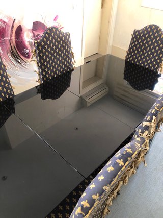 Mesa de comedor cristal y metal