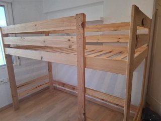 Cama alta pino macizo 90x190