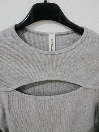 Crop top grigio a coste tg S