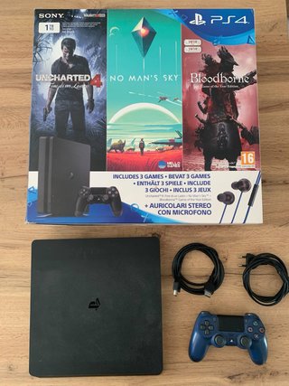 PS4 Slim 1TB + Dualshock Blu