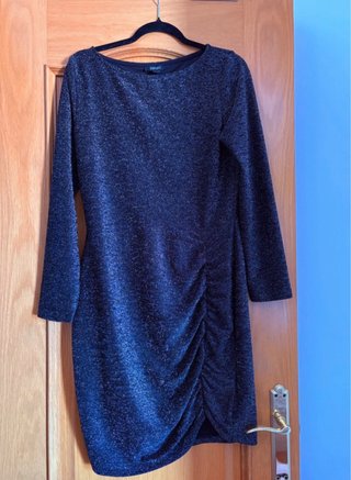 Vestido fiesta azul plateado