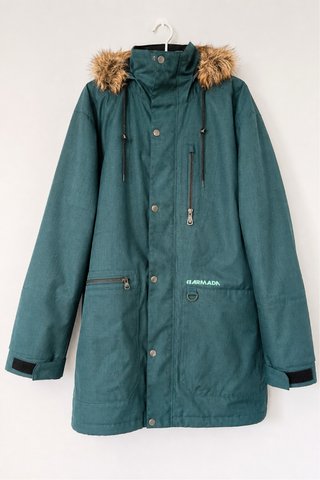 Chaqueta Armada Verde Azulada con Capucha