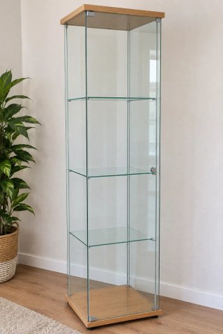 Vitrina expositora cristal y madera