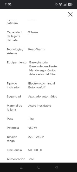 Cafetera Eléctrica DeLonghi Alicia 9 Tazas