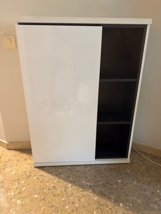 Mueble zapatero blanco y gris antracita con espejo