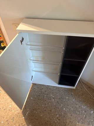 Mueble zapatero blanco y gris antracita con espejo
